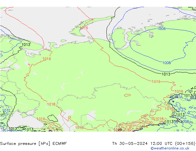 Atmosférický tlak ECMWF Čt 30.05.2024 12 UTC