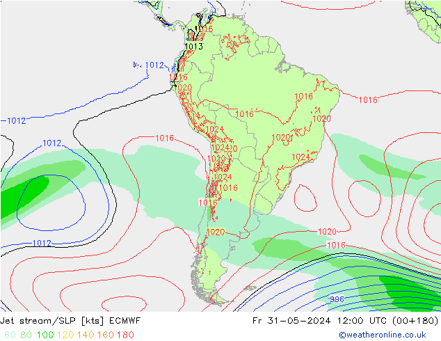 Jet stream/SLP ECMWF Fr 31.05.2024 12 UTC