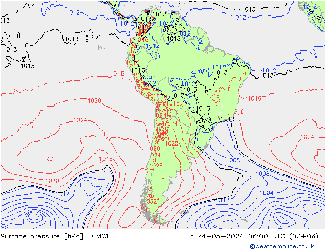 Bodendruck ECMWF Fr 24.05.2024 06 UTC