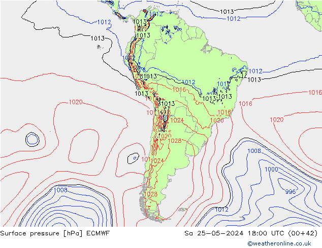 Surface pressure ECMWF Sa 25.05.2024 18 UTC