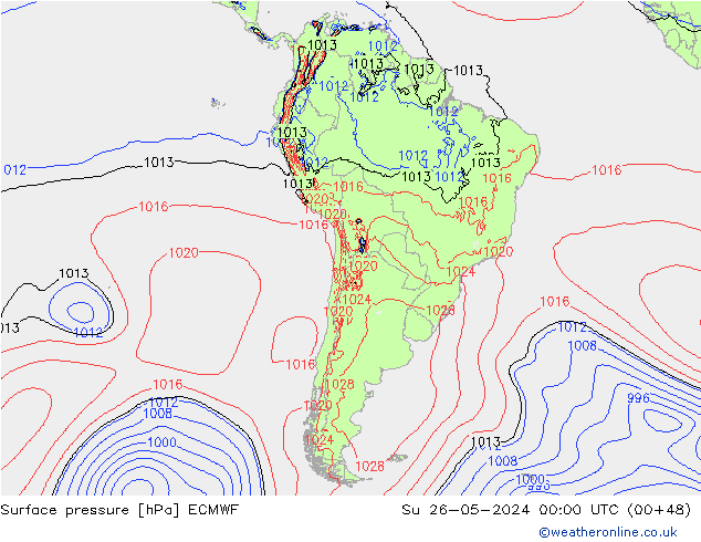 Surface pressure ECMWF Su 26.05.2024 00 UTC