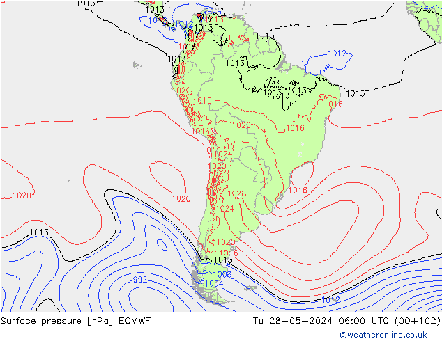 Surface pressure ECMWF Tu 28.05.2024 06 UTC