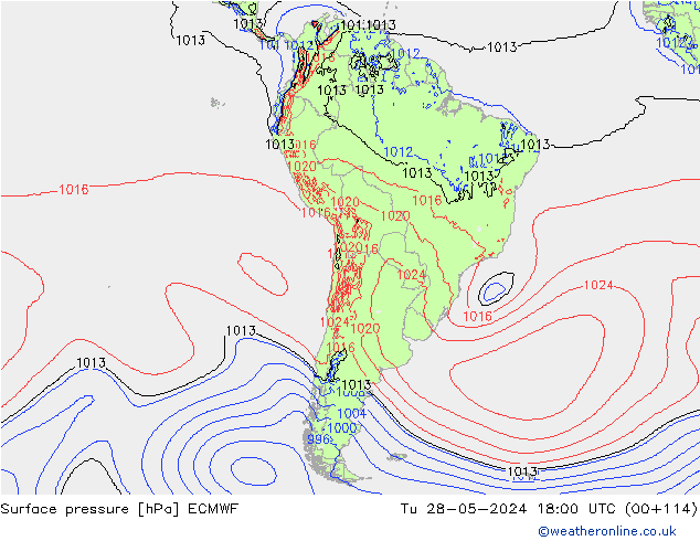 Surface pressure ECMWF Tu 28.05.2024 18 UTC