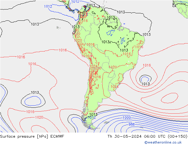 Atmosférický tlak ECMWF Čt 30.05.2024 06 UTC