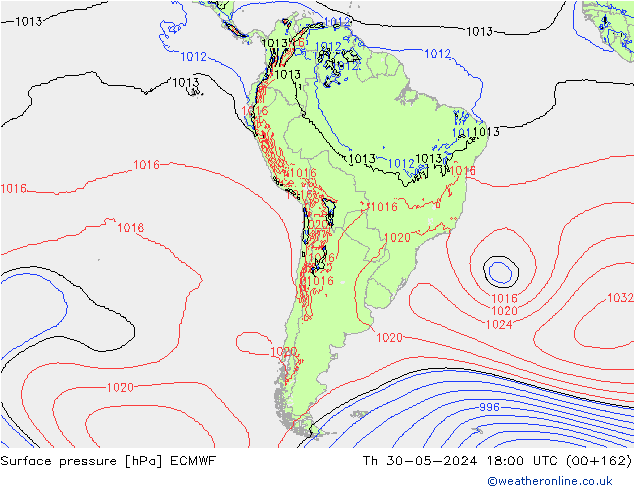 Pressione al suolo ECMWF gio 30.05.2024 18 UTC