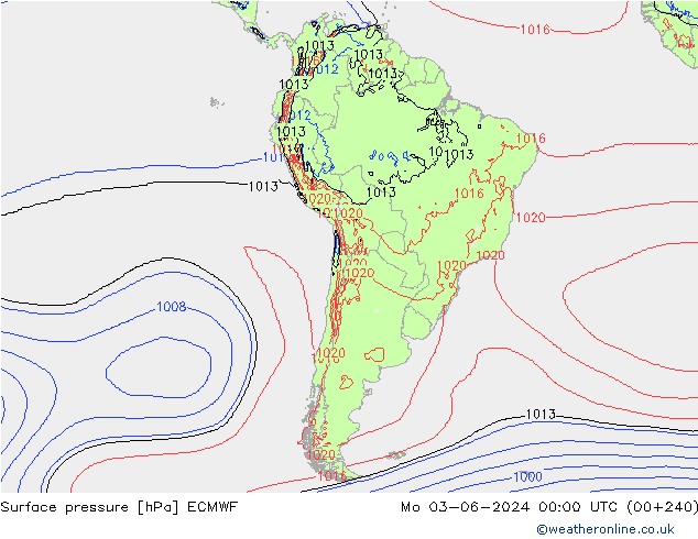 Surface pressure ECMWF Mo 03.06.2024 00 UTC