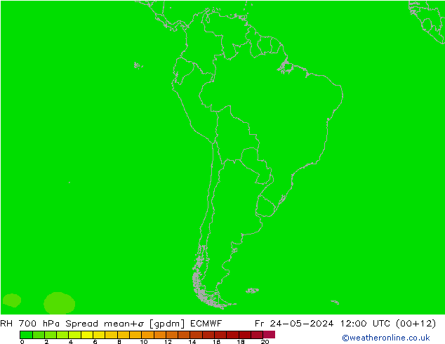 700 hPa Nispi Nem Spread ECMWF Cu 24.05.2024 12 UTC