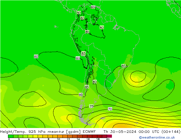 Yükseklik/Sıc. 925 hPa ECMWF Per 30.05.2024 00 UTC