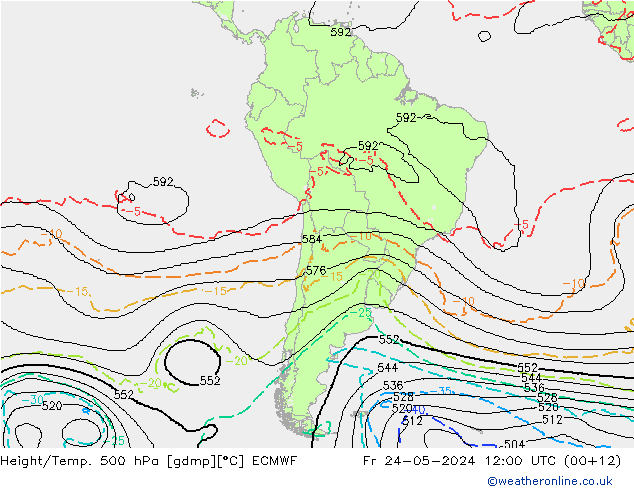 Height/Temp. 500 hPa ECMWF ven 24.05.2024 12 UTC