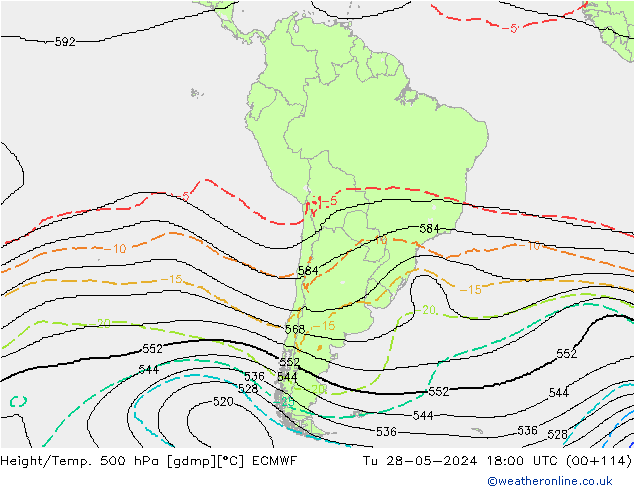 Height/Temp. 500 hPa ECMWF  28.05.2024 18 UTC