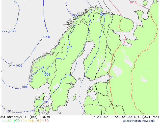 Jet stream/SLP ECMWF Fr 31.05.2024 00 UTC