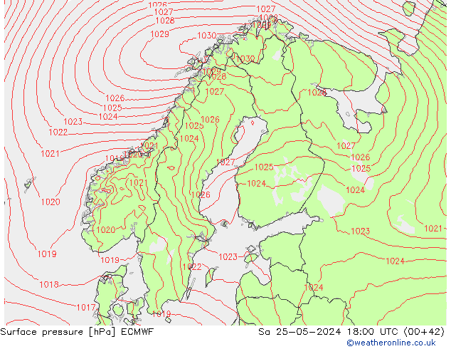 地面气压 ECMWF 星期六 25.05.2024 18 UTC