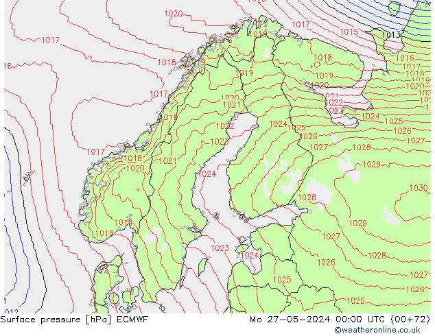 Surface pressure ECMWF Mo 27.05.2024 00 UTC