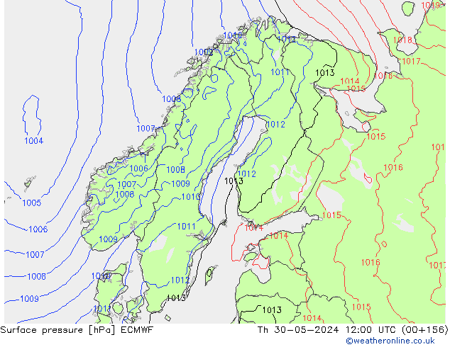 Surface pressure ECMWF Th 30.05.2024 12 UTC