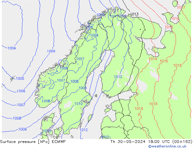 ciśnienie ECMWF czw. 30.05.2024 18 UTC