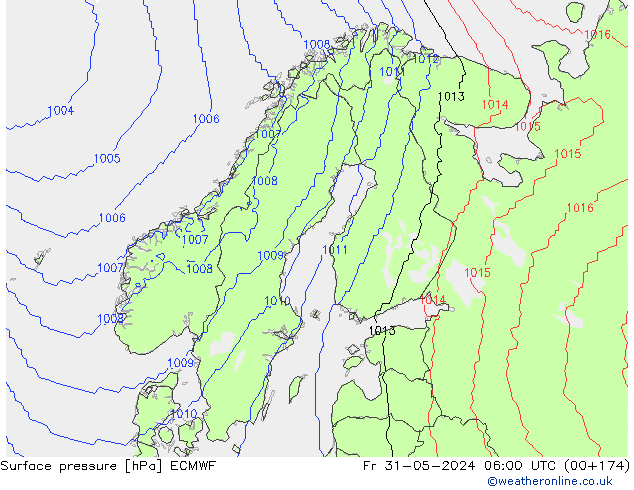 Luchtdruk (Grond) ECMWF vr 31.05.2024 06 UTC