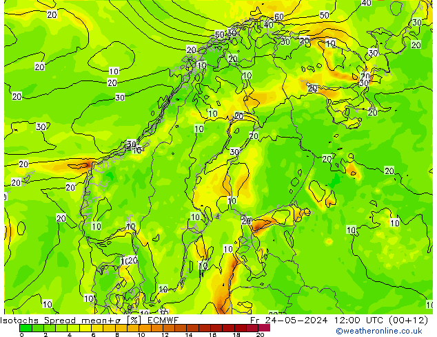 Isotachen Spread ECMWF Fr 24.05.2024 12 UTC