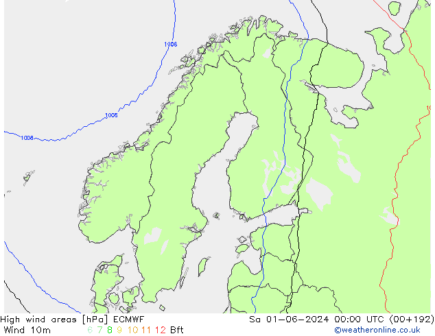 High wind areas ECMWF sab 01.06.2024 00 UTC
