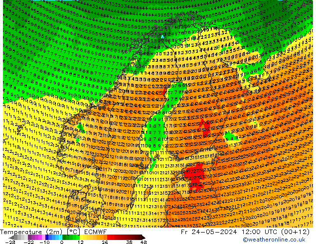 Temperature (2m) ECMWF Fr 24.05.2024 12 UTC