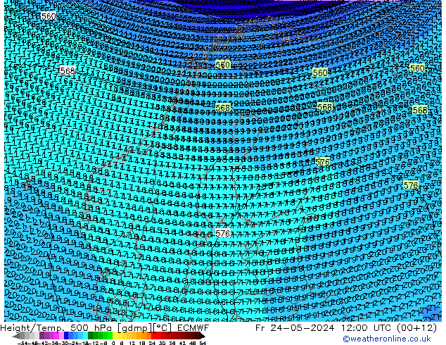 Height/Temp. 500 hPa ECMWF  24.05.2024 12 UTC