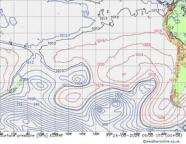 pressão do solo ECMWF Sex 24.05.2024 06 UTC