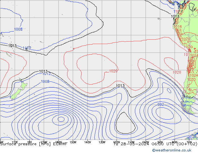 pressão do solo ECMWF Ter 28.05.2024 06 UTC