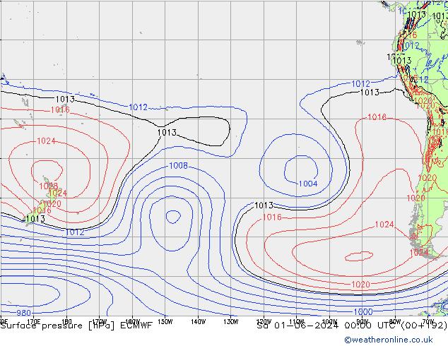 Surface pressure ECMWF Sa 01.06.2024 00 UTC