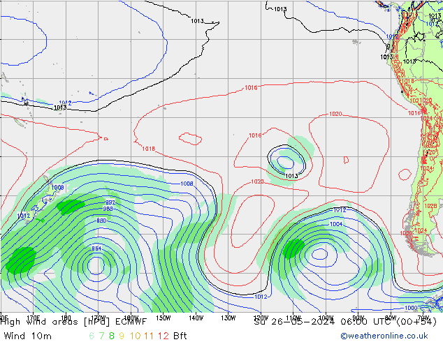 High wind areas ECMWF Su 26.05.2024 06 UTC