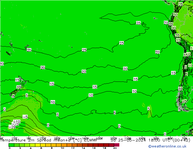 Temperatura 2m Spread ECMWF Sáb 25.05.2024 18 UTC