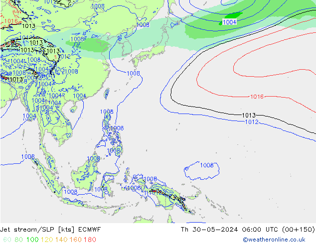 Straalstroom/SLP ECMWF do 30.05.2024 06 UTC