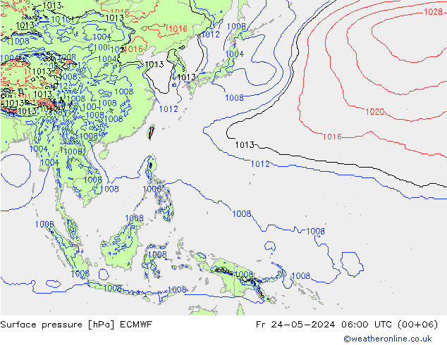 ciśnienie ECMWF pt. 24.05.2024 06 UTC