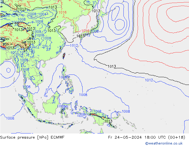 Surface pressure ECMWF Fr 24.05.2024 18 UTC
