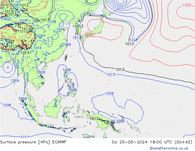 pressão do solo ECMWF Sáb 25.05.2024 18 UTC