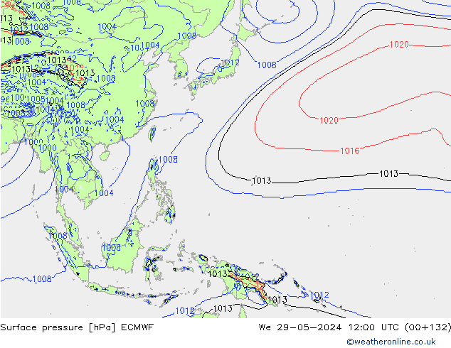 Atmosférický tlak ECMWF St 29.05.2024 12 UTC