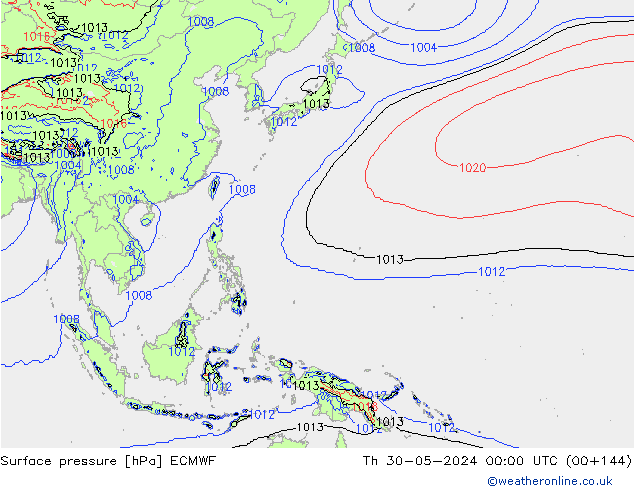 Surface pressure ECMWF Th 30.05.2024 00 UTC