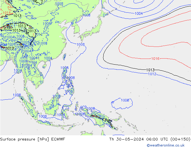 Surface pressure ECMWF Th 30.05.2024 06 UTC