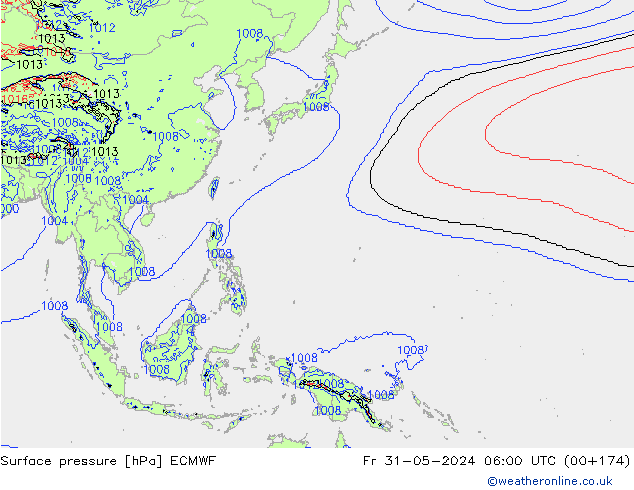 Luchtdruk (Grond) ECMWF vr 31.05.2024 06 UTC