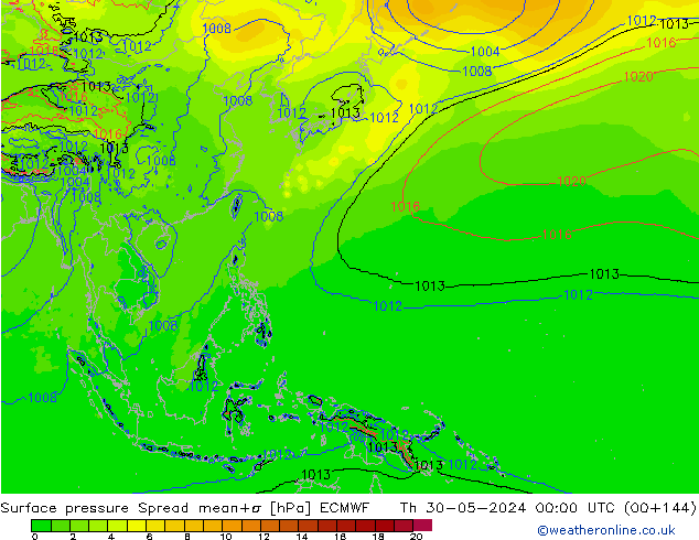 pressão do solo Spread ECMWF Qui 30.05.2024 00 UTC