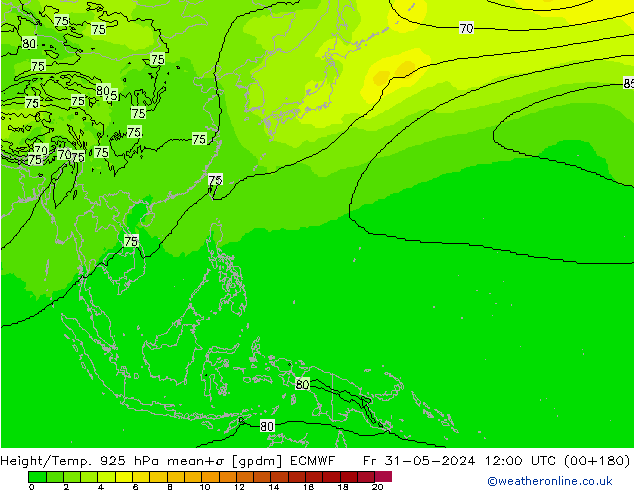 Height/Temp. 925 hPa ECMWF ven 31.05.2024 12 UTC