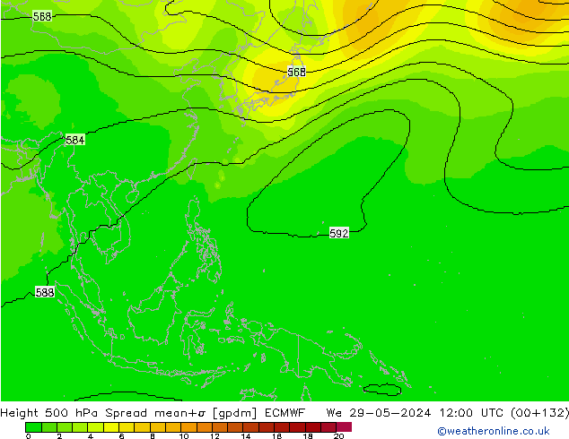 Height 500 hPa Spread ECMWF St 29.05.2024 12 UTC