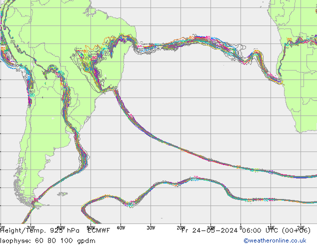 Height/Temp. 925 hPa ECMWF Fr 24.05.2024 06 UTC