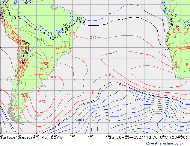 Bodendruck ECMWF So 26.05.2024 18 UTC