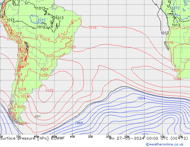 Surface pressure ECMWF Mo 27.05.2024 00 UTC