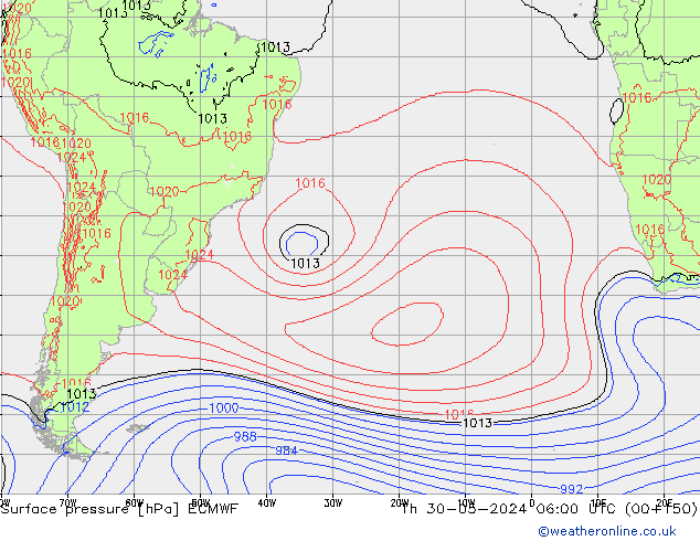 pression de l'air ECMWF jeu 30.05.2024 06 UTC