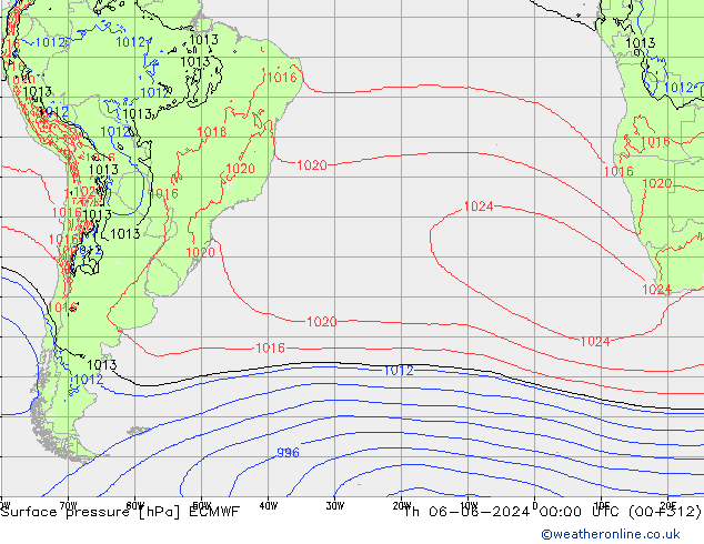 ciśnienie ECMWF czw. 06.06.2024 00 UTC