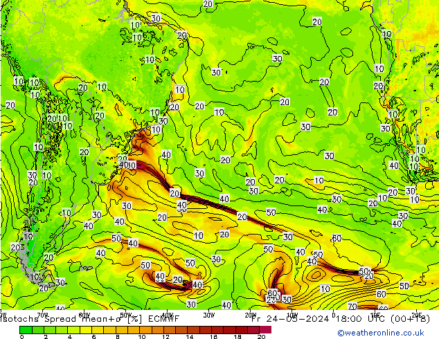 Isotachs Spread ECMWF пт 24.05.2024 18 UTC