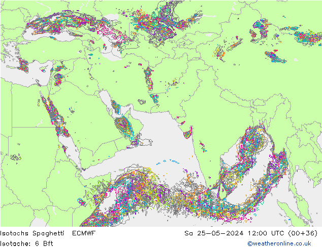 Isotachs Spaghetti ECMWF  25.05.2024 12 UTC