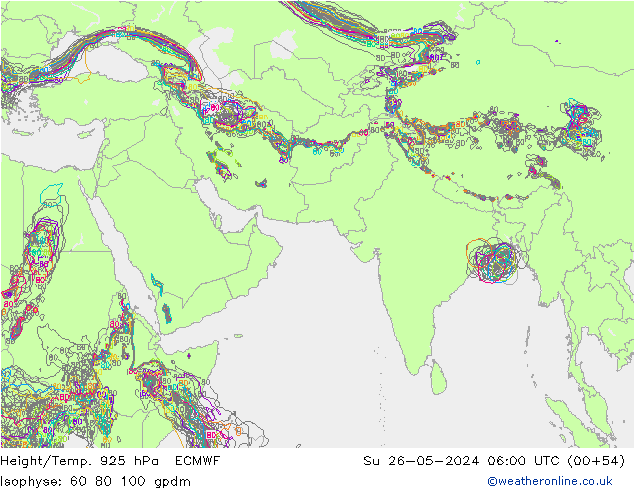 Géop./Temp. 925 hPa ECMWF dim 26.05.2024 06 UTC