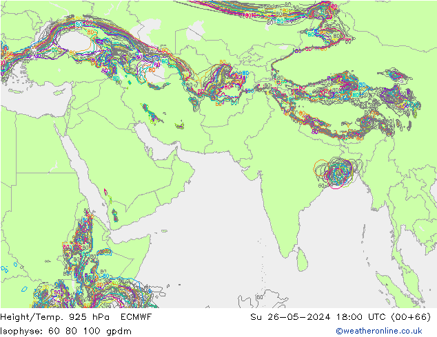 Height/Temp. 925 hPa ECMWF  26.05.2024 18 UTC