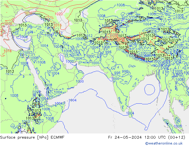 地面气压 ECMWF 星期五 24.05.2024 12 UTC